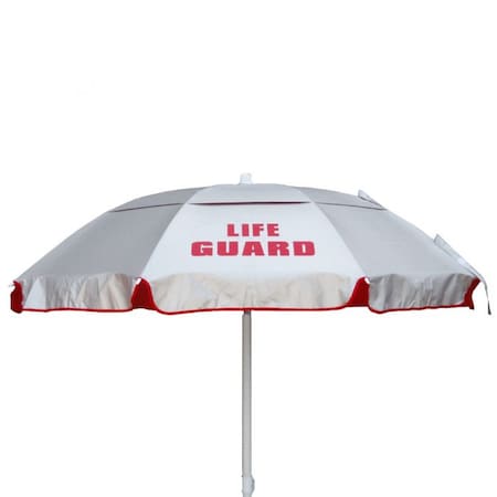 Wind Umbrella W/ LIFE GUARD Logo, Silver /Red